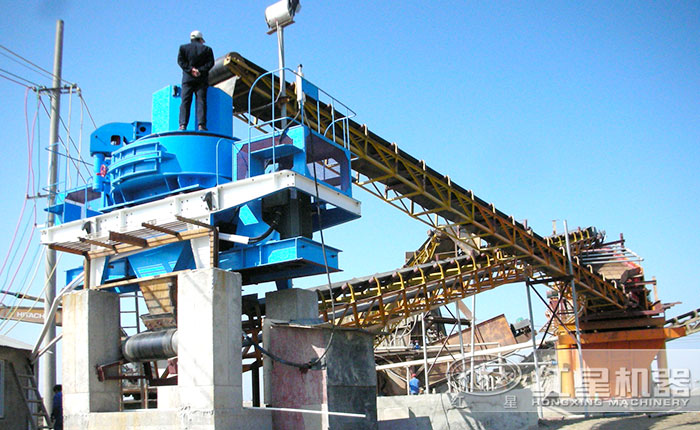 时产40-50吨石英砂打砂机生产现场