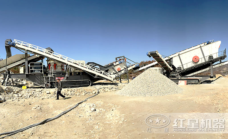 日产5000吨磕石子机器加工现场